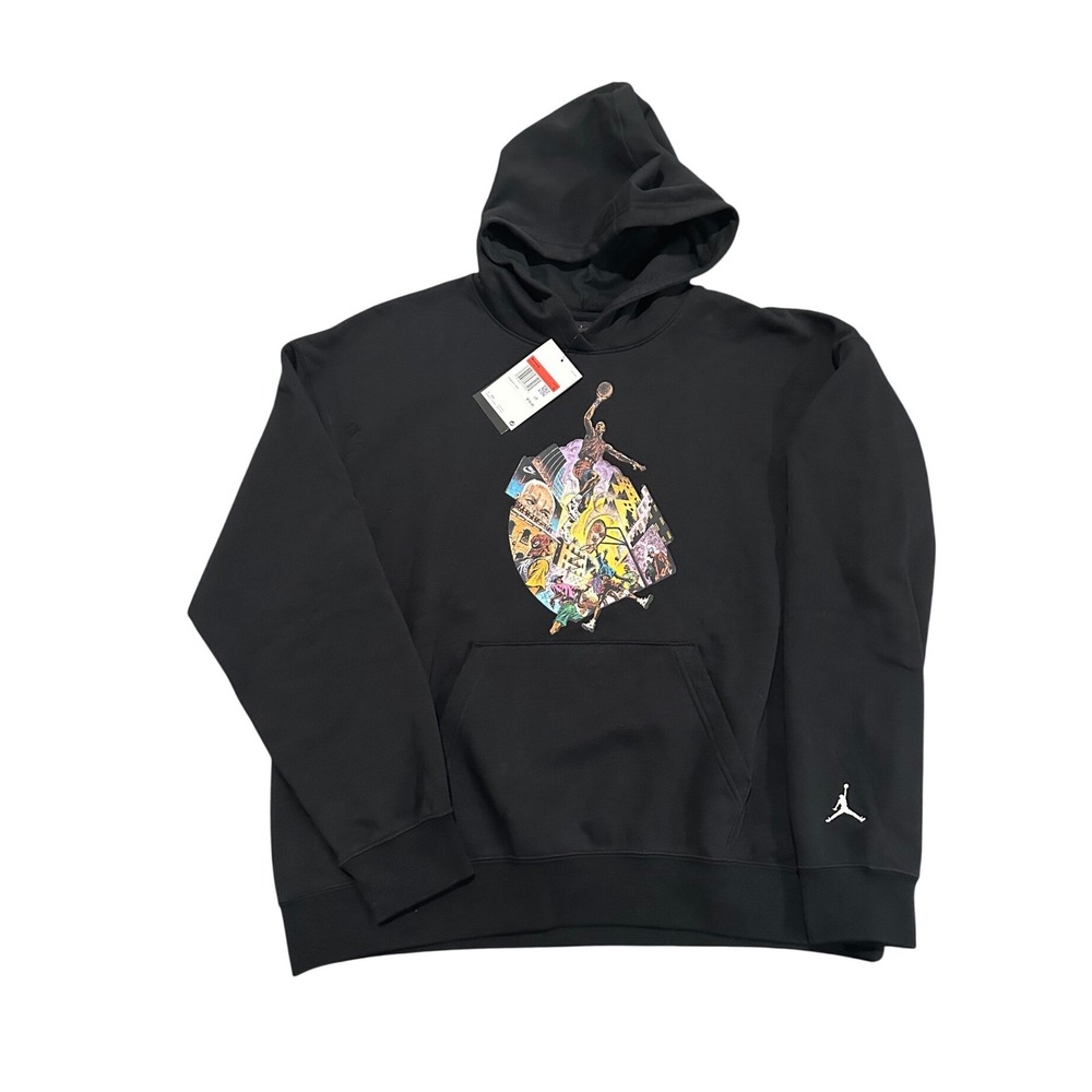 Jordan Brooklyn Fleece Graphic Streetwear Black Pullover Womens Large HQ5190-010